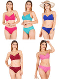 Padded Bra Panty Set With Transparent And Bra Color Strap (Pack Of 5)