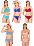 Padded Bra Panty Set With Transparent And Bra Color Strap (Pack Of 5)