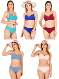 Padded Bra Panty Set With Transparent And Bra Color Strap (Pack Of 5)