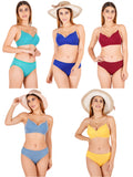 Padded Bra Panty Set With Transparent And Bra Color Strap (Pack Of 5)