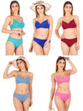Padded Bra Panty Set With Transparent And Bra Color Strap (Pack Of 5)