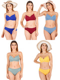 Padded Bra Panty Set With Transparent And Bra Color Strap (Pack Of 5)