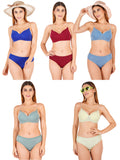 Padded Bra Panty Set With Transparent And Bra Color Strap (Pack Of 5)