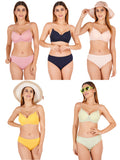Padded Bra Panty Set With Transparent And Bra Color Strap (Pack Of 5)