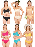 Padded Bra Panty Set With Transparent And Bra Color Strap (Pack Of 6)