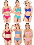 Padded Bra Panty Set With Transparent And Bra Color Strap (Pack Of 6)