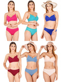 Padded Bra Panty Set With Transparent And Bra Color Strap (Pack Of 6)