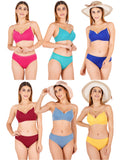 Padded Bra Panty Set With Transparent And Bra Color Strap (Pack Of 6)
