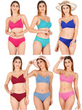 Padded Bra Panty Set With Transparent And Bra Color Strap (Pack Of 6)