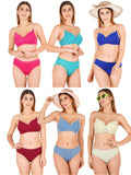 Padded Bra Panty Set With Transparent And Bra Color Strap (Pack Of 6)