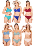 Padded Bra Panty Set With Transparent And Bra Color Strap (Pack Of 6)