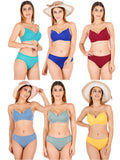 Padded Bra Panty Set With Transparent And Bra Color Strap (Pack Of 6)
