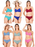 Padded Bra Panty Set With Transparent And Bra Color Strap (Pack Of 6)