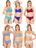 Padded Bra Panty Set With Transparent And Bra Color Strap (Pack Of 6)