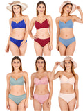 Padded Bra Panty Set With Transparent And Bra Color Strap (Pack Of 6)