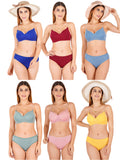 Padded Bra Panty Set With Transparent And Bra Color Strap (Pack Of 6)