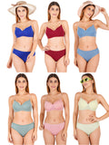 Padded Bra Panty Set With Transparent And Bra Color Strap (Pack Of 6)