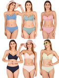 Padded Bra Panty Set With Transparent And Bra Color Strap (Pack Of 6)