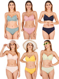 Padded Bra Panty Set With Transparent And Bra Color Strap (Pack Of 6)