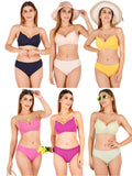 Padded Bra Panty Set With Transparent And Bra Color Strap (Pack Of 6)