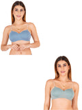 Half Cup Padded Bra With Transparent And Bra Color Strap (Pack Of 2)