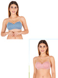 Half Cup Padded Bra With Transparent And Bra Color Strap (Pack Of 2)