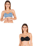 Half Cup Padded Bra With Transparent And Bra Color Strap (Pack Of 2)