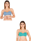 Half Cup Padded Bra With Transparent And Bra Color Strap (Pack Of 2)