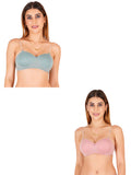 Half Cup Padded Bra With Transparent And Bra Color Strap (Pack Of 2)