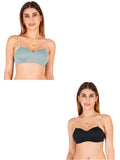 Half Cup Padded Bra With Transparent And Bra Color Strap (Pack Of 2)
