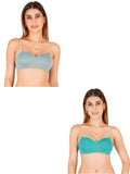 Half Cup Padded Bra With Transparent And Bra Color Strap (Pack Of 2)