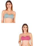 Half Cup Padded Bra With Transparent And Bra Color Strap (Pack Of 2)