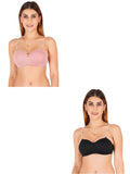 Half Cup Padded Bra With Transparent And Bra Color Strap (Pack Of 2)