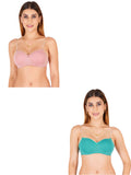 Half Cup Padded Bra With Transparent And Bra Color Strap (Pack Of 2)