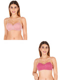 Half Cup Padded Bra With Transparent And Bra Color Strap (Pack Of 2)