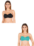 Half Cup Padded Bra With Transparent And Bra Color Strap (Pack Of 2)