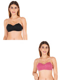 Half Cup Padded Bra With Transparent And Bra Color Strap (Pack Of 2)