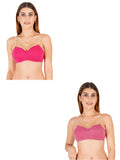 Half Cup Padded Bra With Transparent And Bra Color Strap (Pack Of 2)