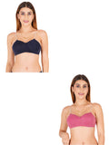 Half Cup Padded Bra With Transparent And Bra Color Strap (Pack Of 2)