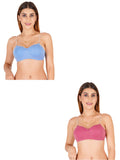 Half Cup Padded Bra With Transparent And Bra Color Strap (Pack Of 2)