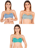 Half Cup Padded Bra With Transparent And Bra Color Strap (Pack Of 3)