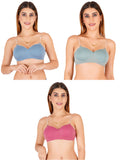 Half Cup Padded Bra With Transparent And Bra Color Strap (Pack Of 3)