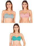 Half Cup Padded Bra With Transparent And Bra Color Strap (Pack Of 3)