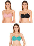 Half Cup Padded Bra With Transparent And Bra Color Strap (Pack Of 3)