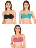 Half Cup Padded Bra With Transparent And Bra Color Strap (Pack Of 3)