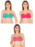 Half Cup Padded Bra With Transparent And Bra Color Strap (Pack Of 3)