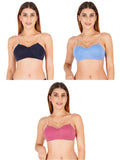 Half Cup Padded Bra With Transparent And Bra Color Strap (Pack Of 3)