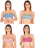 Half Cup Padded Bra With Transparent And Bra Color Strap (Pack Of 4)