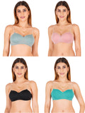 Half Cup Padded Bra With Transparent And Bra Color Strap (Pack Of 4)