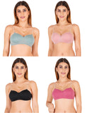 Half Cup Padded Bra With Transparent And Bra Color Strap (Pack Of 4)